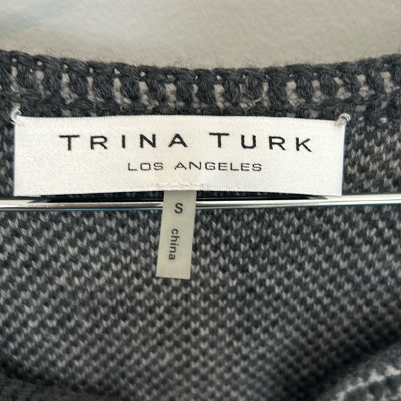 Trina Turk grey merino wool knit sweater with military style button closure. - Picture 2 of 11